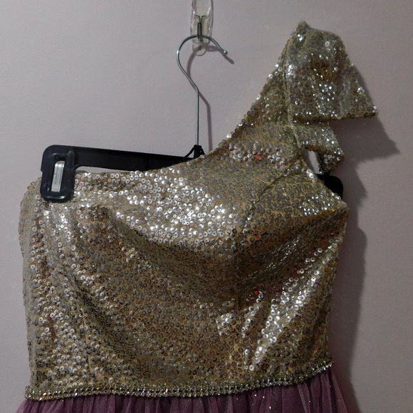 Silver & Purple Sequin / Tulle Formal Dress - Picture 3 of 9